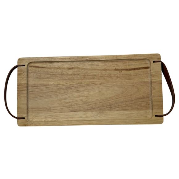 Nespresso Wood Serving Tray with Leather Handles 15" x 7" Modern Kitchen Decor - Picture 2 of 7